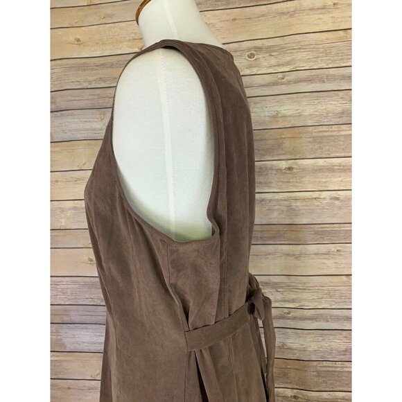 Orvis Womens Petite 12 Faux Suede Dress Brown - Picture 5 of 10